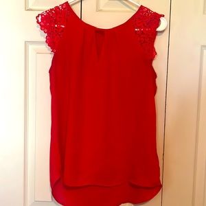 Express red lace sleeve top
